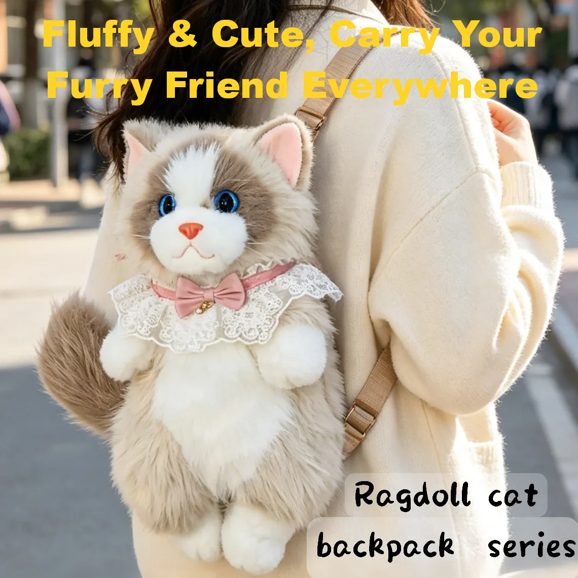 

Super Realistic Simulated Puppet Cat Backpack Stuffed Animal Cartoon Cat School Bag Travel Storage Cute Animals Bag lolita bag
