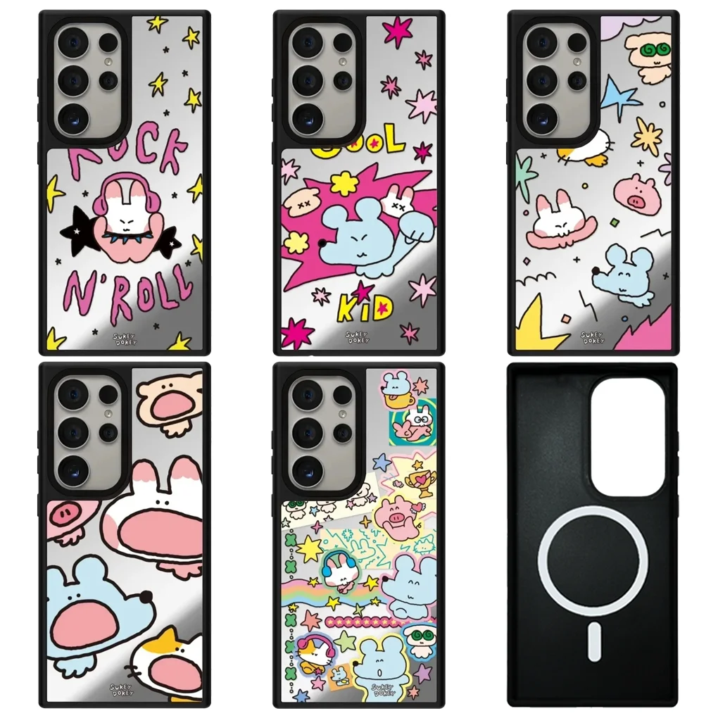 

Cool Kid Imprinted Letters Mirror Surface Case for Galaxy S23 S24 S25 Ultra Plus S25U S25+ Shell with MagSafe