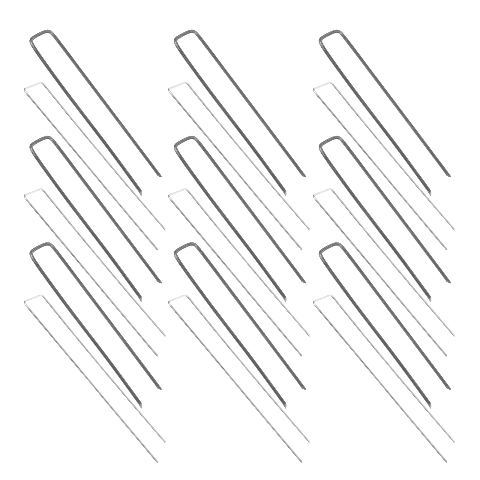 

30pcs U-Shaped Garden Pegs 2.5*40*200 Silver 2.8*25*150 Black for Securing Cloth Ground Stakes Durable