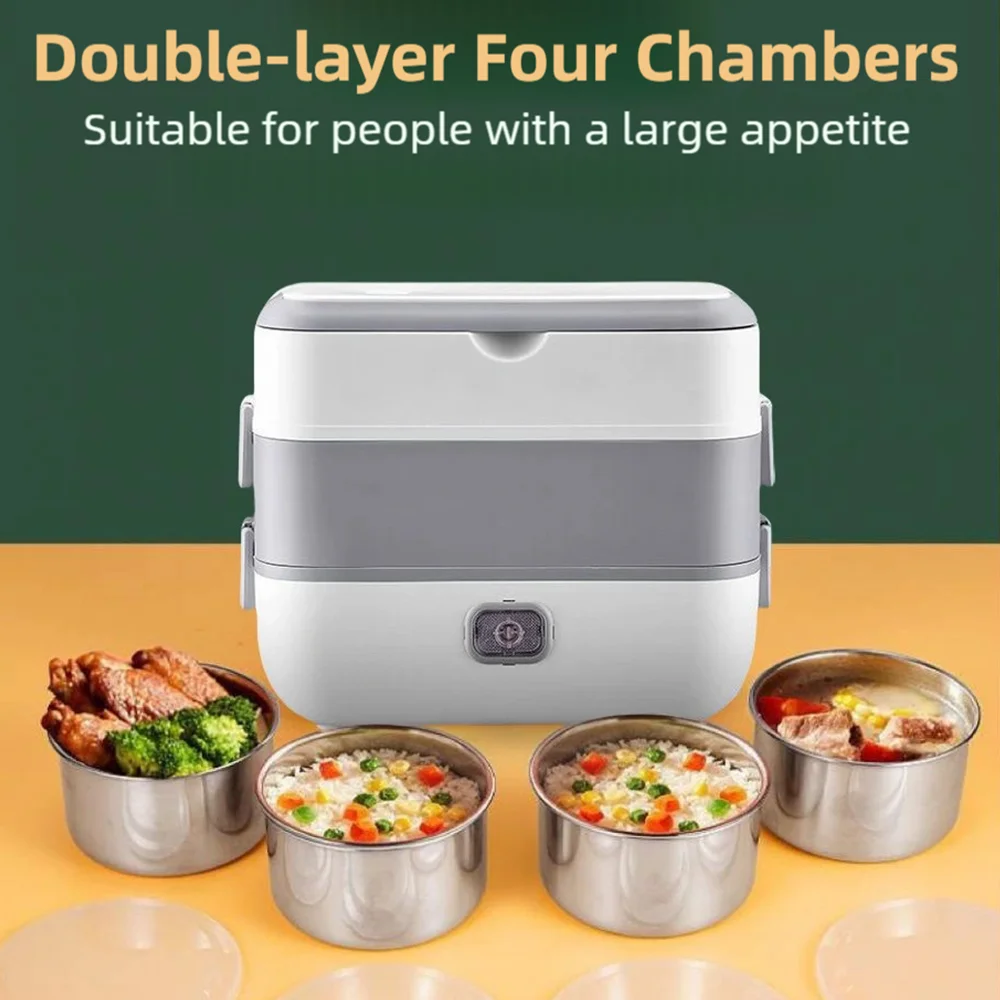 TINSOL 2.5L طبقة مزدوجة صندوق غداء ساخن 220 فولت التدفئة الكهربائية معزول علب الاغذية 304 الفولاذ المقاوم للصدأ وعاء داخلي سخان الغداء