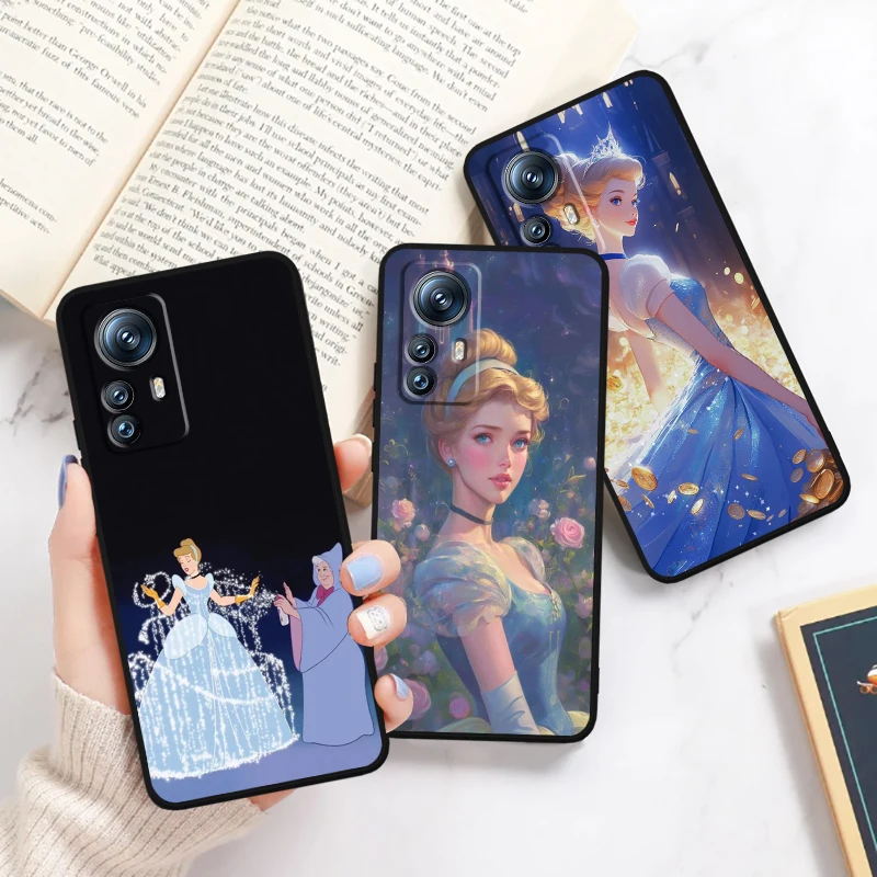 

Cinderella Disney Cartoon Cute For Xiaomi Mi Poco F5 F4 F3 X6 X5 X4 X3 M6 M5 M5S M4 M3 C65 Pro GT NFC 5G Black Cover Phone Case