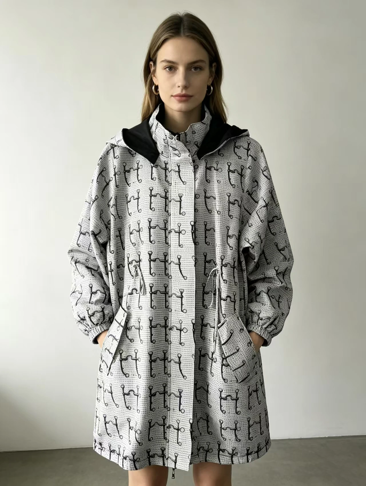 

fenggejiwo Women's Casual Reversible Trench Coat Hooded Coat
