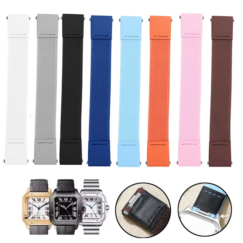 19mm 21mm Large Size FKM Strap for Cartier Santos Fluororubber Elastic Quick-Release Watch Band WSSA0009 /0018/A0013 Bracelet