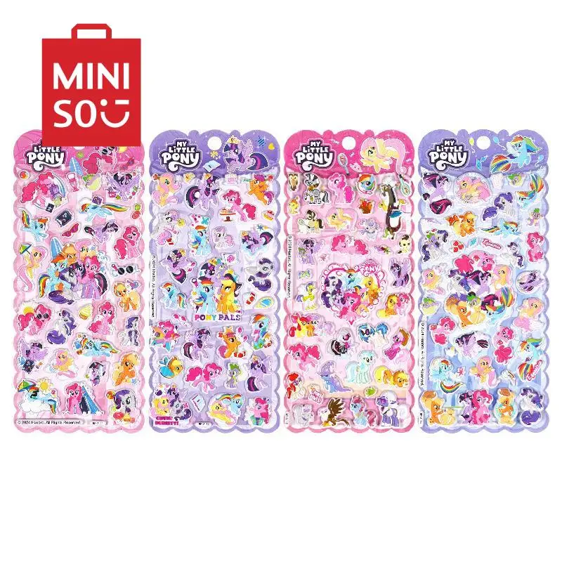 Kawaii Miniso My Little Pony 3D Bubble Stickers Anime Children Stickers Girl Baby Toys Cartoon Stickers Stickers Gifts