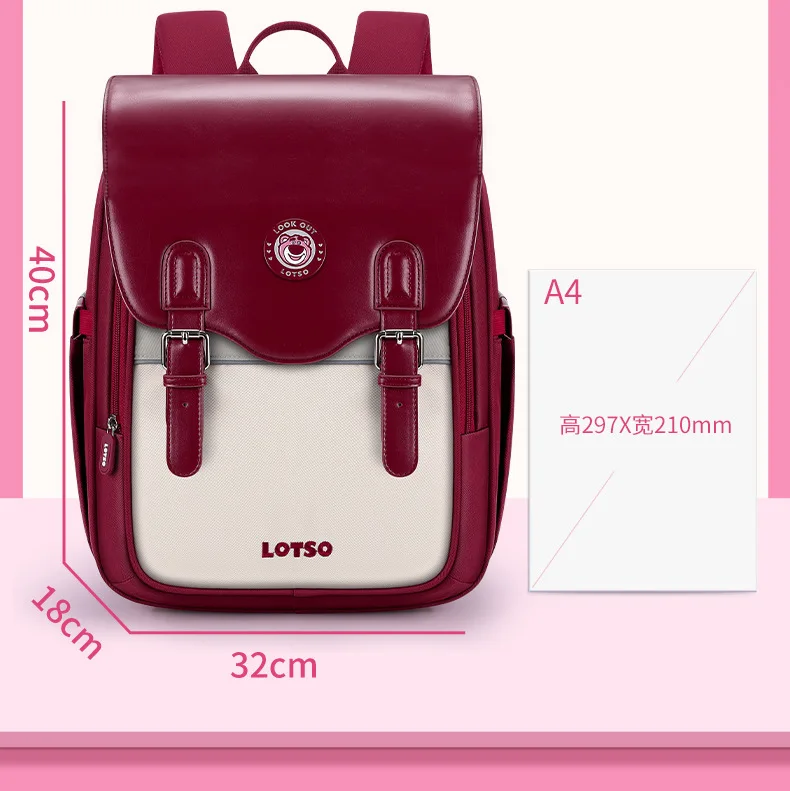 Disney Lotso Girls School Backpack Large Capacity Ergonomic Support Lightweight Durable Bookbag for Elementary Students