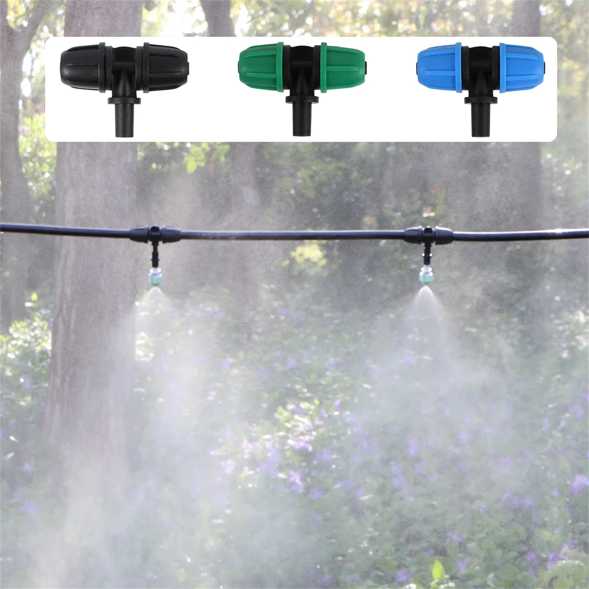 

10/30 шт., 16 мм, полиэтиленовая труба, 3-ходовой разъем для 6 мм, насадка для тумана, садовый сельскохозяйственный ирригационный распылитель, охлаждение, удаление пыли, соединение