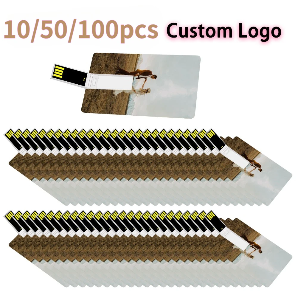 

10/50/100PCS Credit Card Memory Storage 4GB 8GB 16GB 32GB USB Flash Drive 64GB 128GB Pen Drive usb 2.0 Free Customized For Gift