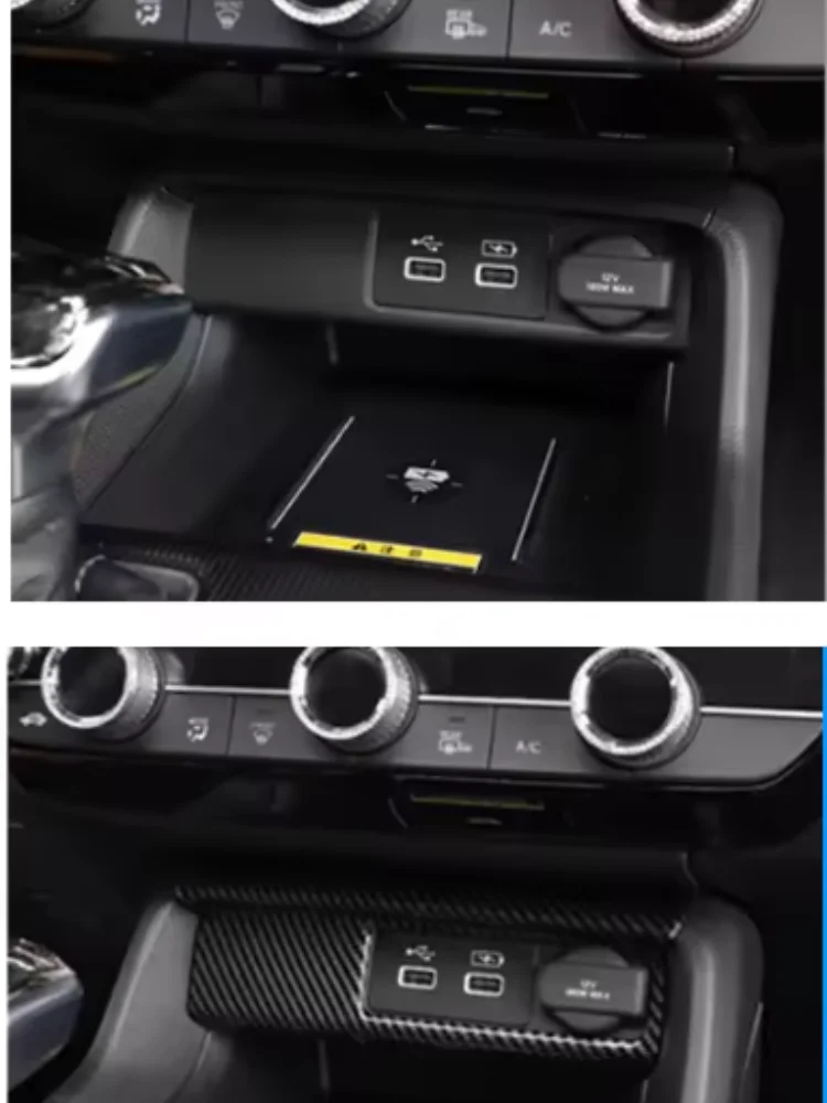LHD Car Interior Center Console Cigarette Lighter Panel USB Charge Socket Cover Molding Trim For Honda Civic 11th Gen 2022 2023