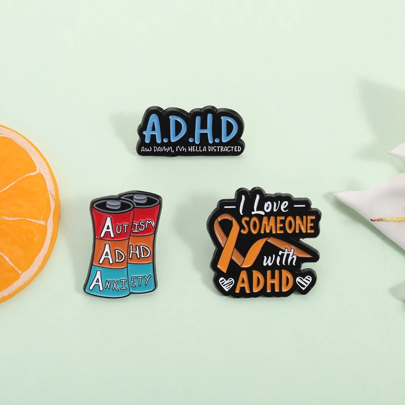 I Love Someone With ADHD Enamel Pin Mental Health Awareness Autism ADHD Anxiety Brooches Lapel Badge Jewelry Gifts for Friends