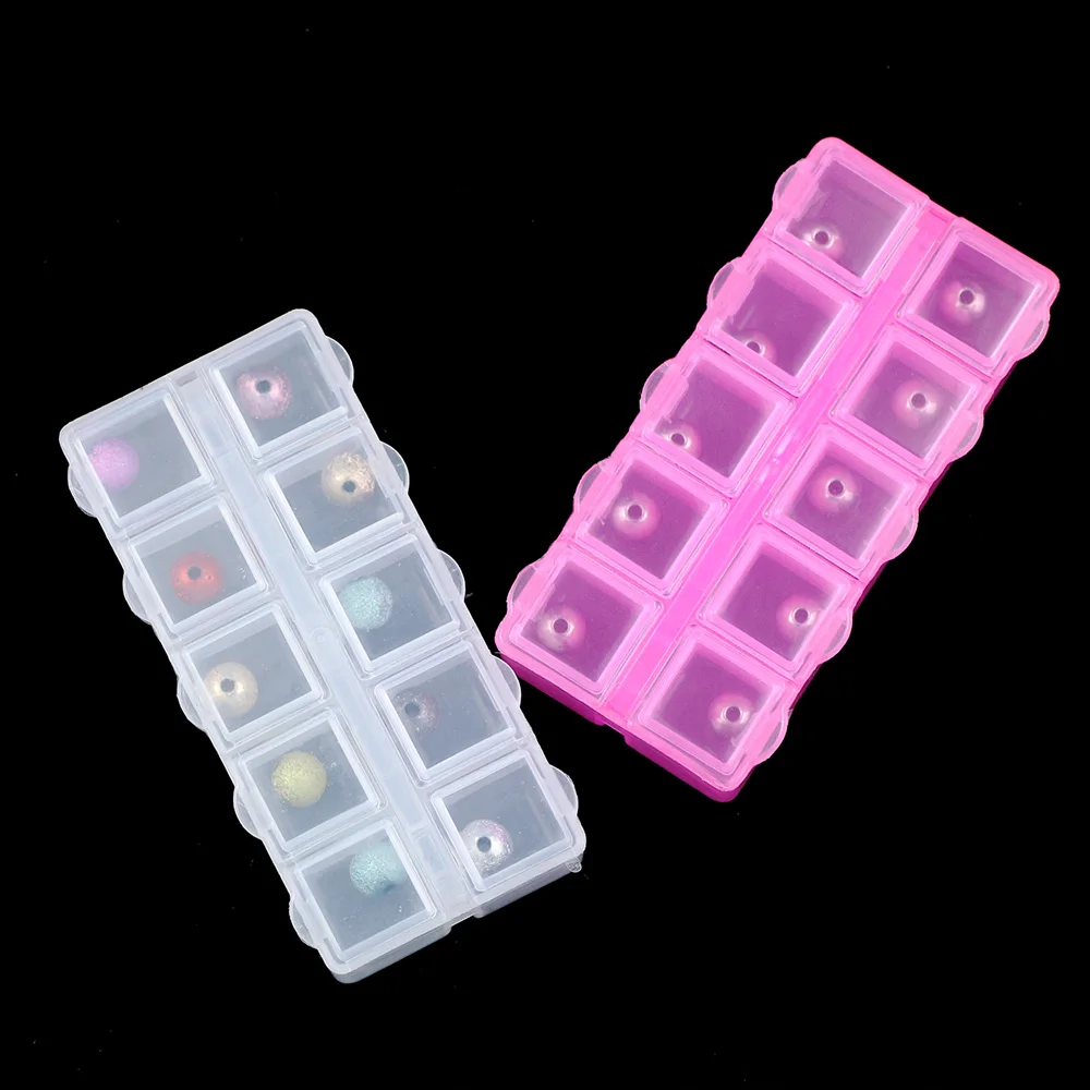 10 grid plastic rectangular small compartment storage box earring jewelry bead box container display storage box medicine box