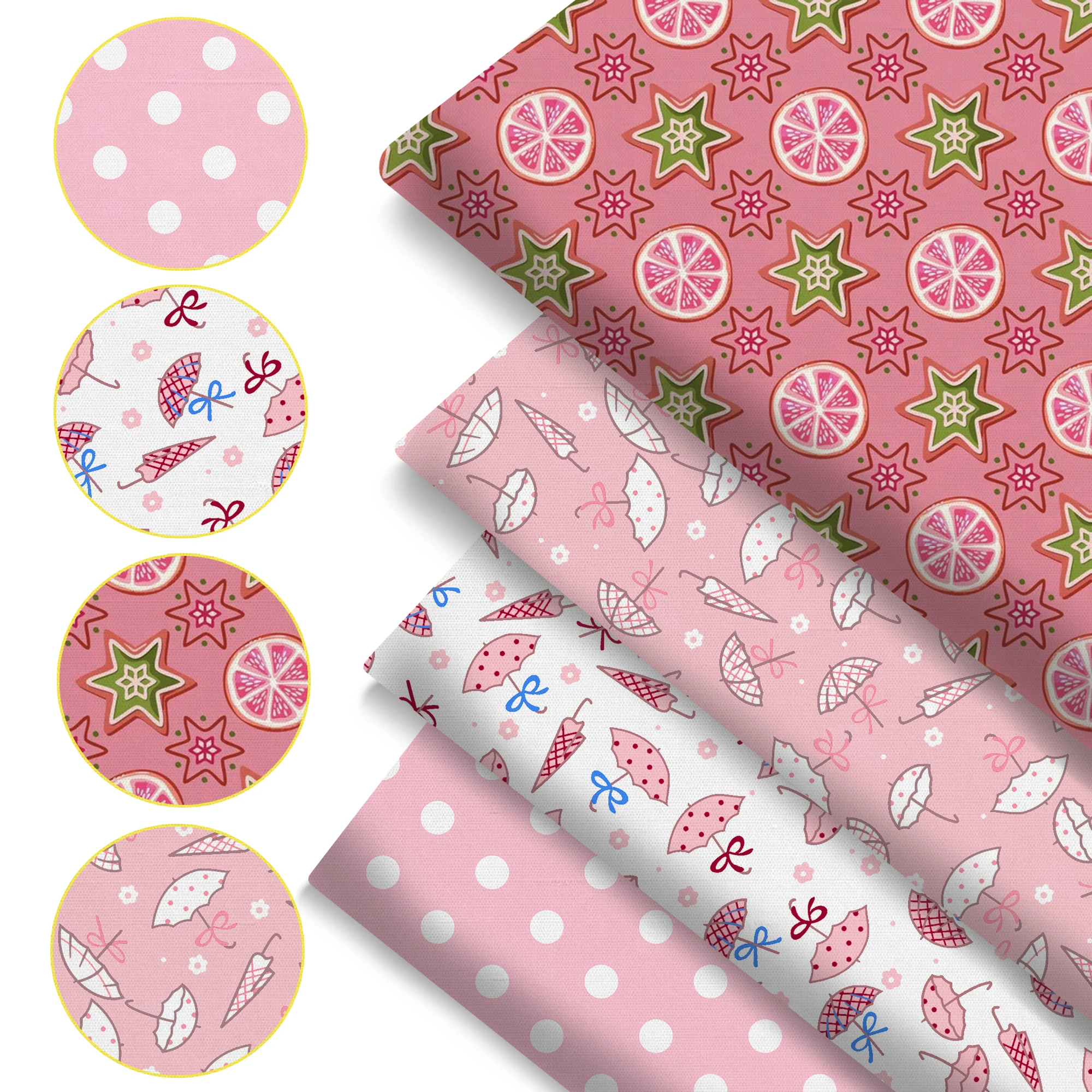 Pre-cut 4Pc/set 7.87x7.87inch(20x20cm) Umbrella series Precut Quilting Fabric Fat Quarter Fabric Bundle