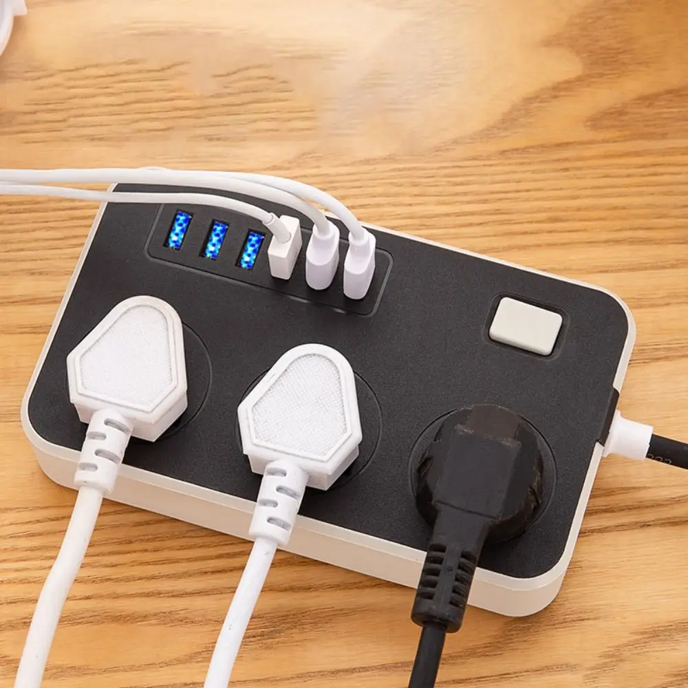 

UK EU US Outlet Power Strip 2m Extension Cord 3-Outlets Surge-Protected Power Strip Power Button Safe Independent Switch