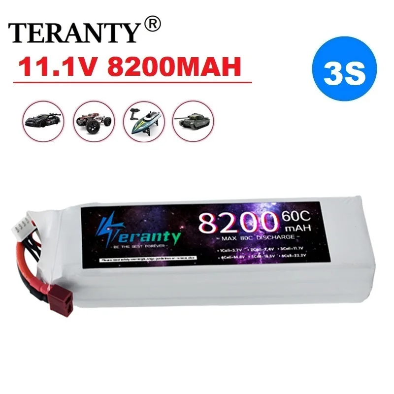 Teranty Battery 3S Lipo Battery for 11.1V 8200mAh 60C For Remote Control Car Boats Model DIY Racing Drone With XT60 T EC8 EC5