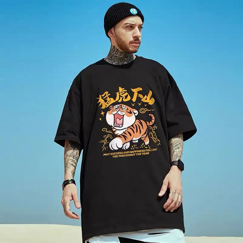 Large men's t-shirt men's fashion brand ins loose and fat plus large half sleeve 2022 new short sleeve five point sleeve summer