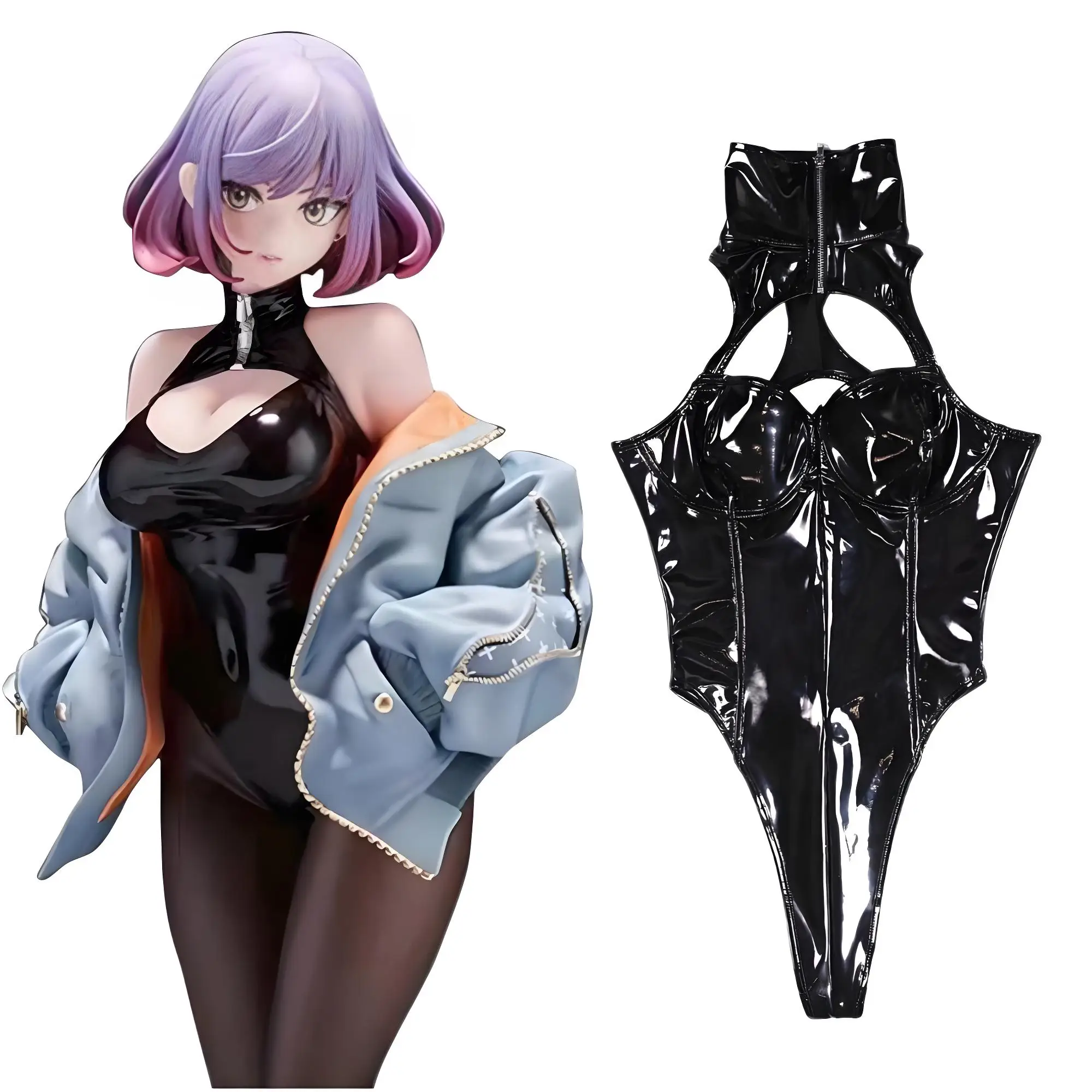 

Sexy Womens Lingerie Patent PVC Latex Faux Leather Bodysuit Sleeveless Zipper Crotch Jumpsuit Shiny Night Club Clothes