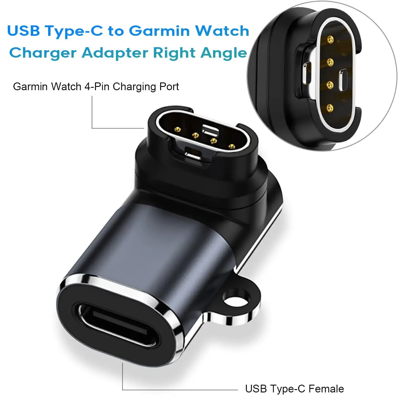 Garmin Watch Charger Adapter Right Angle Type-C USB Cable Charging for Garmin Fenix 7 7S 7X 6S 6 6X 5S 5 5X Forerunner 955 965