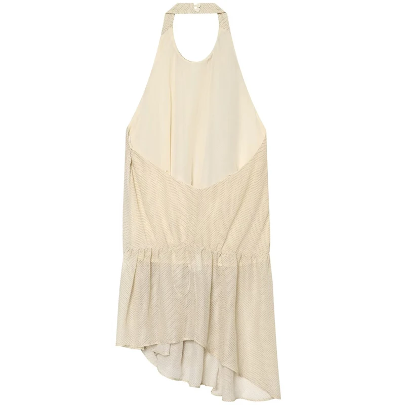 HXAO Asymmetrisches Rüschen-Neckholder-Top für Damen, Sommer 2026, sexy gepunktetes schulterfreies ärmelloses drapiertes rückenfreies Top, lässige Resort-Westen – Detail 5