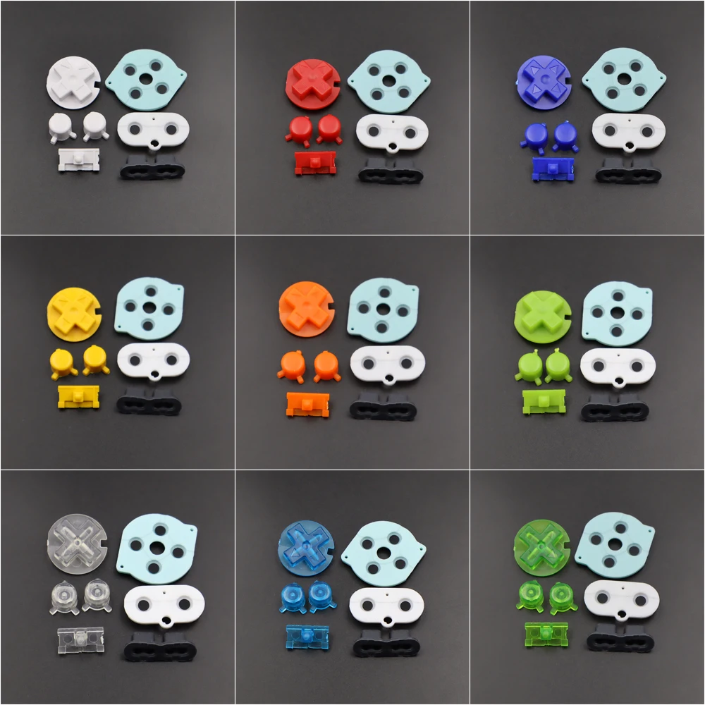 Multi‑Color Replacement Button Set With Conductive Rubber Contact Pads For GBP Game Console Repair Parts
