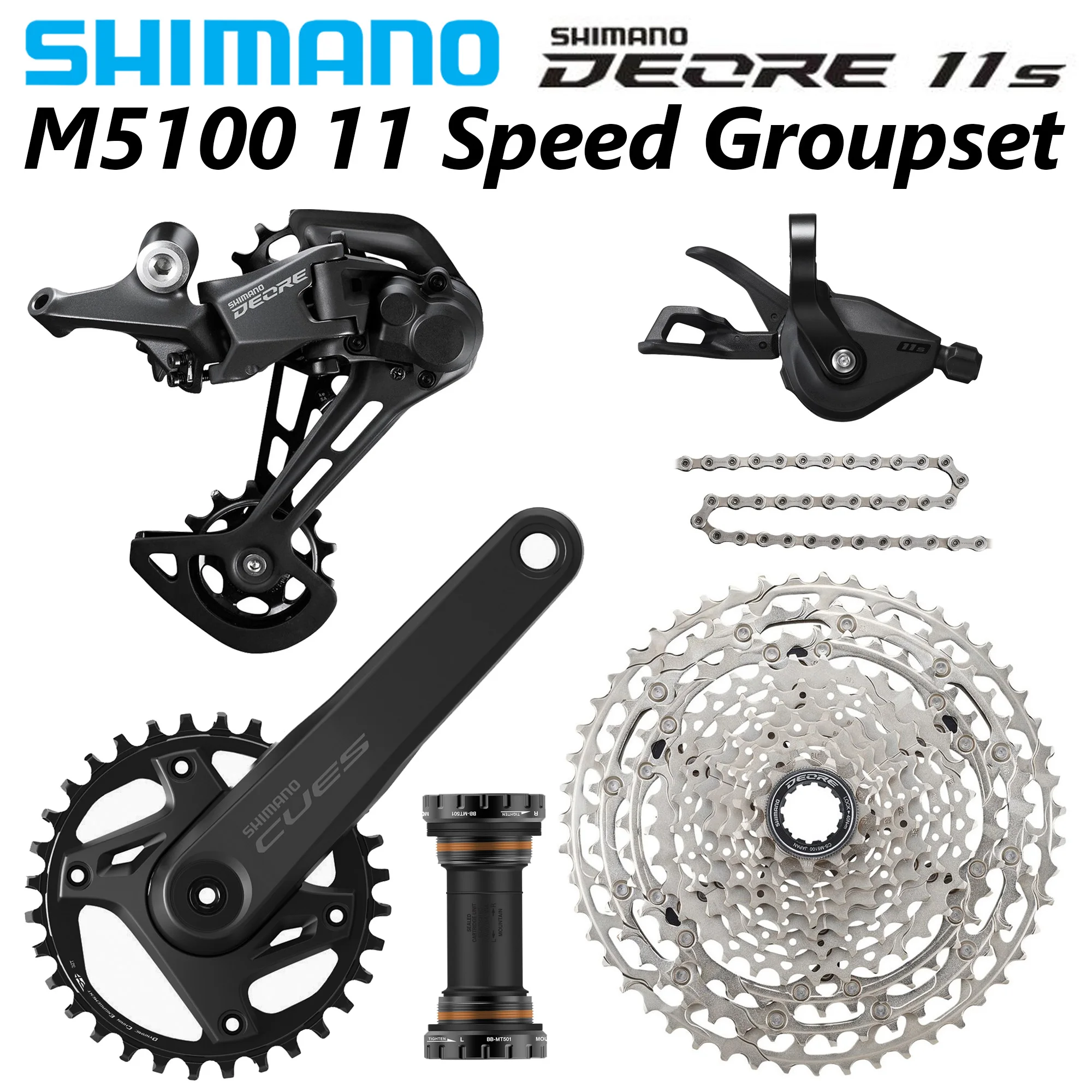 SHIMANO DEORE M5100 1x11 Speed MTB Groupset with U6000 CRANK 170/175MM 32T