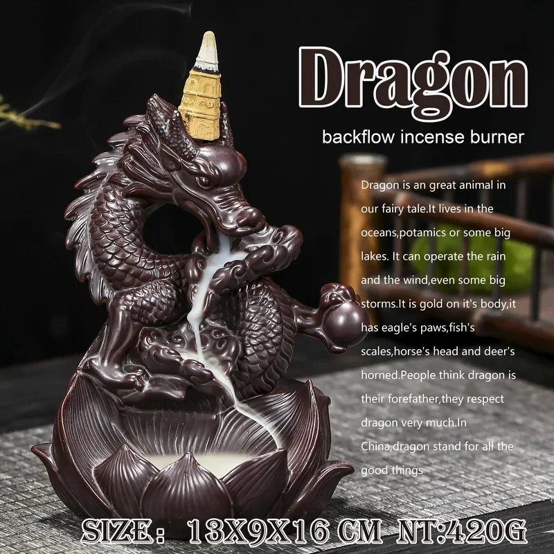 Y The Western Pterosaur Backflow Incense Burner Dragon for Incense Sticks Living Room Smoke Waterfall Incense Base Ceramic Stove