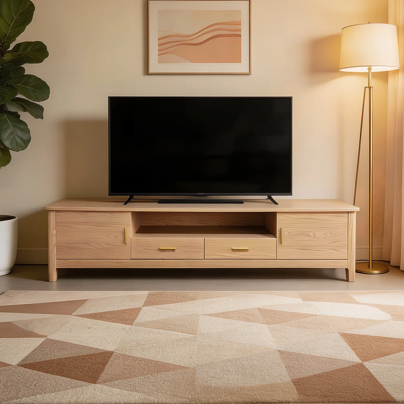 Chinese wooden TV cabinet modern simple small apartment economical storage 2 meters floorcabinet living room furniture