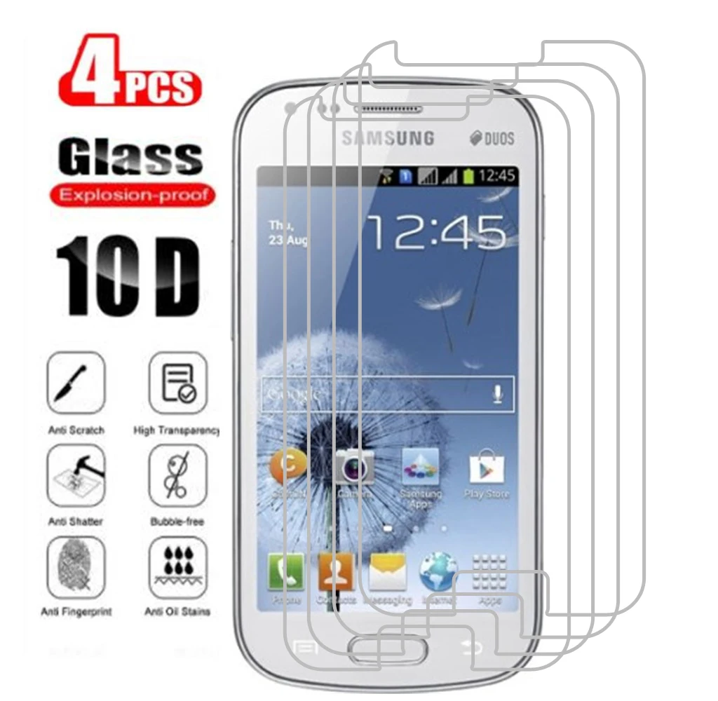 4PCS For Samsung Galaxy S DUOS S7560 S7562 S DUOS 2 Trend Plus S7580 S7582 Screen Protector Tempered Glass Film Protective Cover