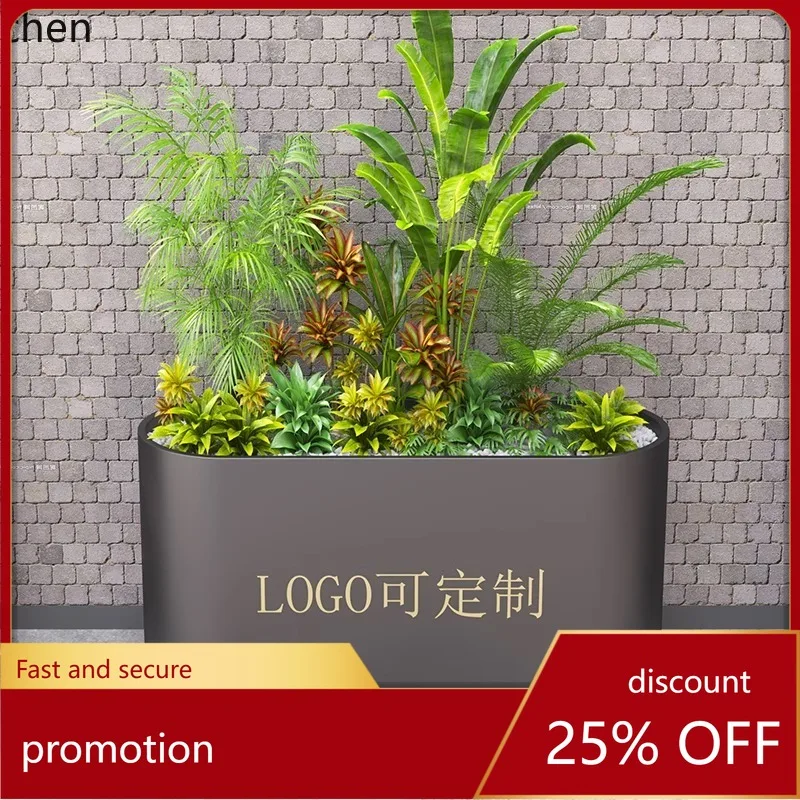 ZMLoutdoor wrought iron flower box combination rectangular mobile flower slot commercial street outdoor planting pot