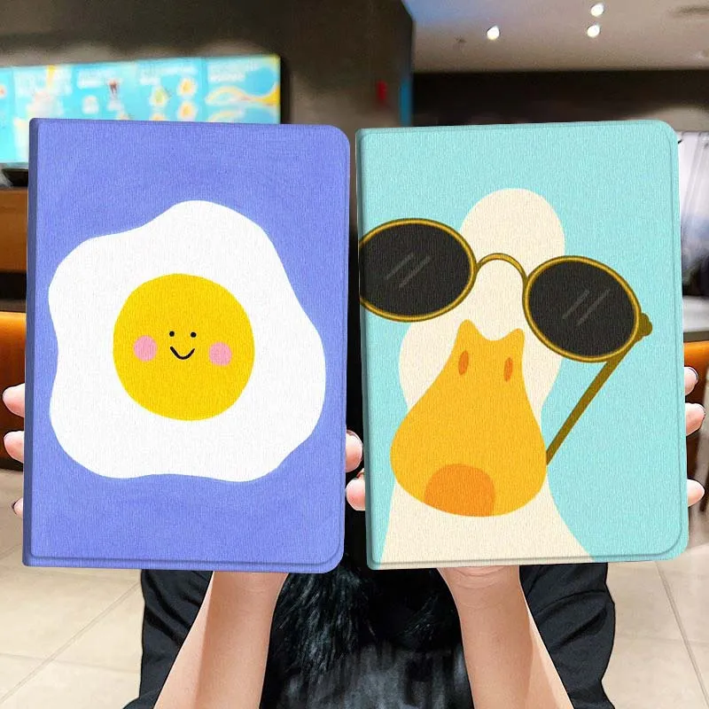 

Cartoon Fried Egg Art Tablet Case For Lenovo Xiaoxin Legion Pad Tab Pro GT Y700 Gen4 2 11 P11 M10 K10 3rd Plus Gen Gift