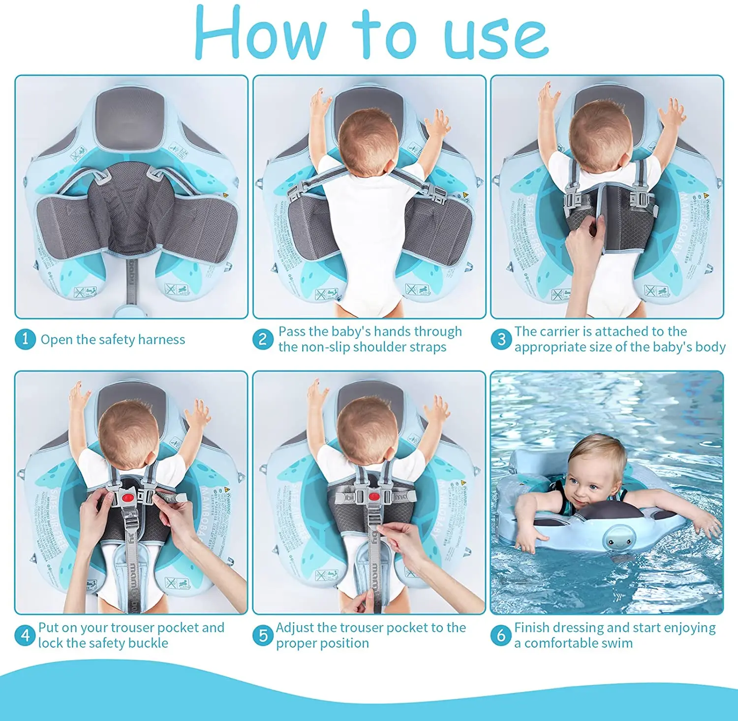 Mambobaby-flotador No inflable para bebé, flotador de natación suave, Entrenamiento de natación, toldo de protección solar UPF 50 + UV