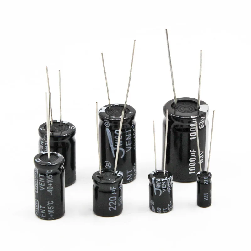 Full Values Aluminum Electrolytic Capacitor 6.3V 10V 16V 25V 35V 50V 63V 100V 250V 400V 450V 10uF to 1000uF 1000uF to 4700uF