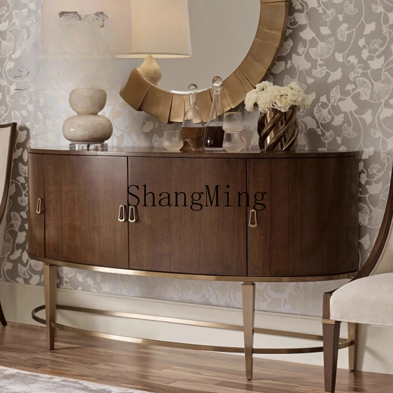

DHY light luxury home front door cherry wood semi-round entrance table entrance cabinet dining side cabinet