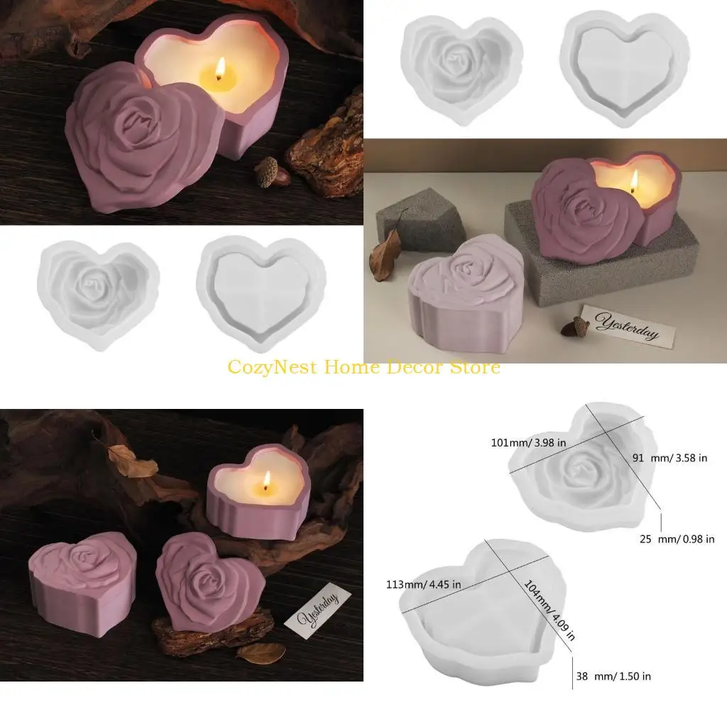 

92MF Silicone Mold Heart Jar Craft Making DIYs Concrete Storage Box Molds Plasters Resins Castings Molds Decors