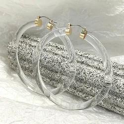 Fashion Large Circle Acrylic Earrings For Women 77.5mm Exaggerated Copper Hook Resin Earrings Jewelry EH16