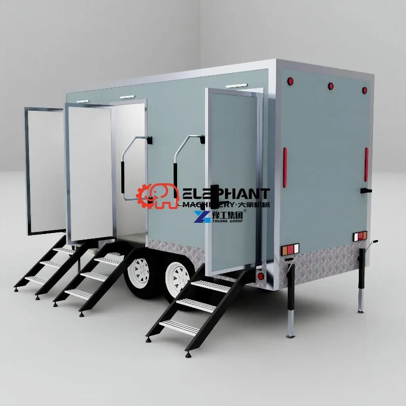 Container de Banheiro Móvel com Aparência Elegante, Instalação Sanitária Multifuncional para Exterior, Banheiro Móvel Durável
