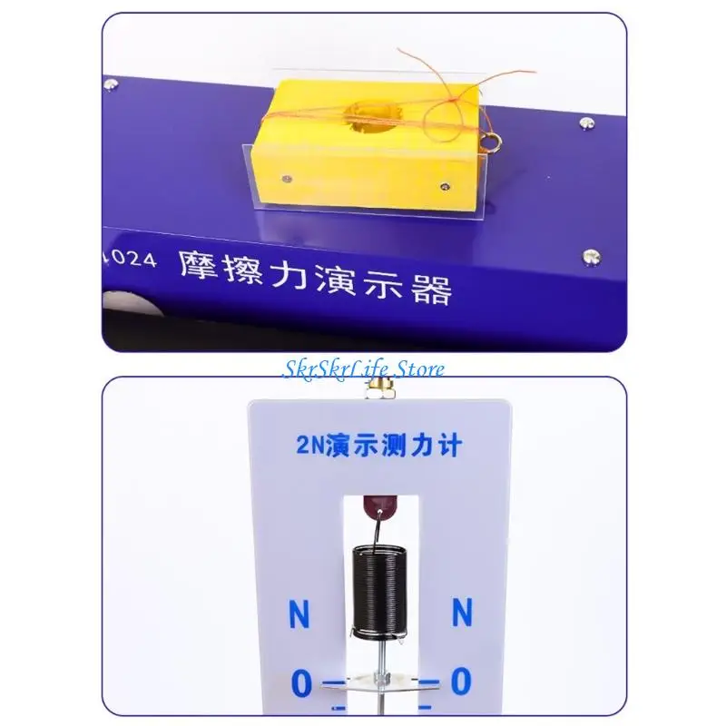 E65E Metal Friction Experiment Apparatus with Rollers Horizontal Moving Band, and Vertical Force for Physics Classroom