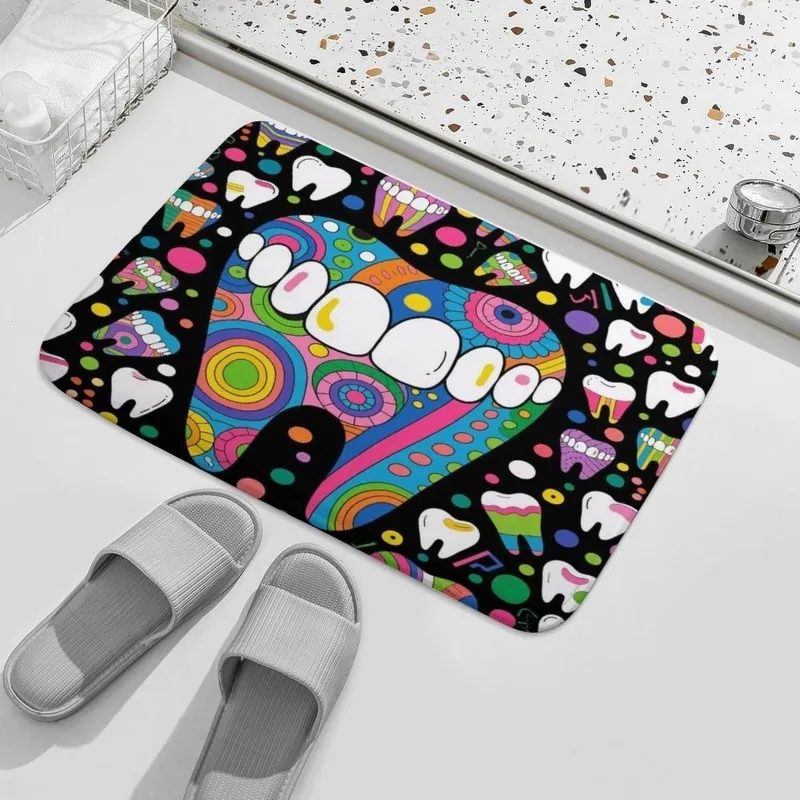 Funny Judging Your Teeth Doormat Slogan Dental Design Non-Slip Floor Mat for Dentist Office