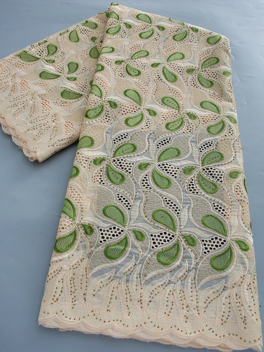 

Африканское кружевное полотно высокого качества 2026, швейцарское кружево, 100% хлопковое кружевное полотно, швейцарский вуалевый кружевной материал для праздничных платьев, 5 ярдов, 4785