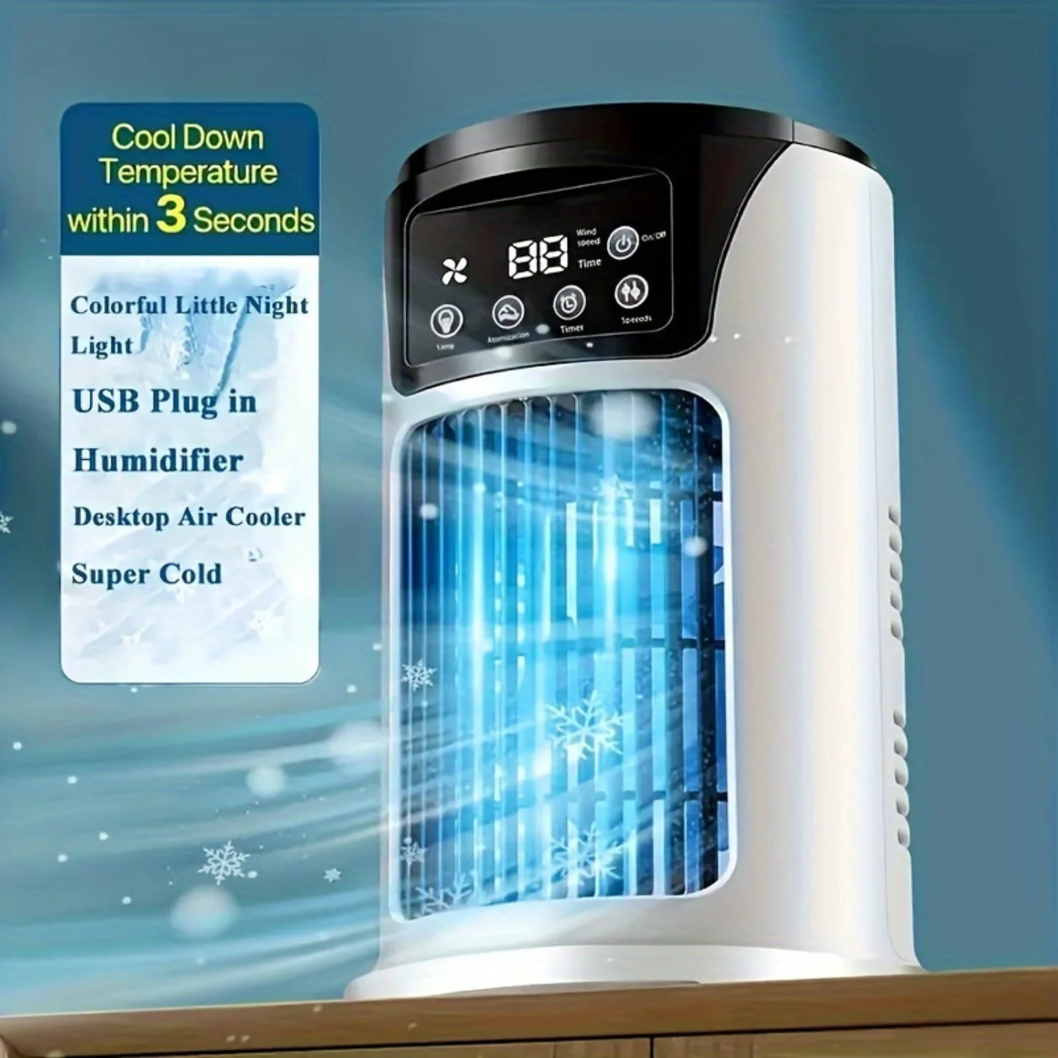 

Ideal Compact 3-In-1 USB Air Conditioner with Humidifier & Fan - Perfect for Efficient Home and Office Cooling