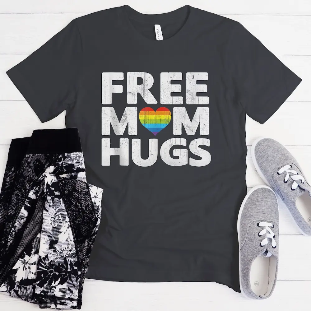 Grátis Mãe Abraça Camiseta, Aliado Arco-íris, Orgulho Lgbtq Gay