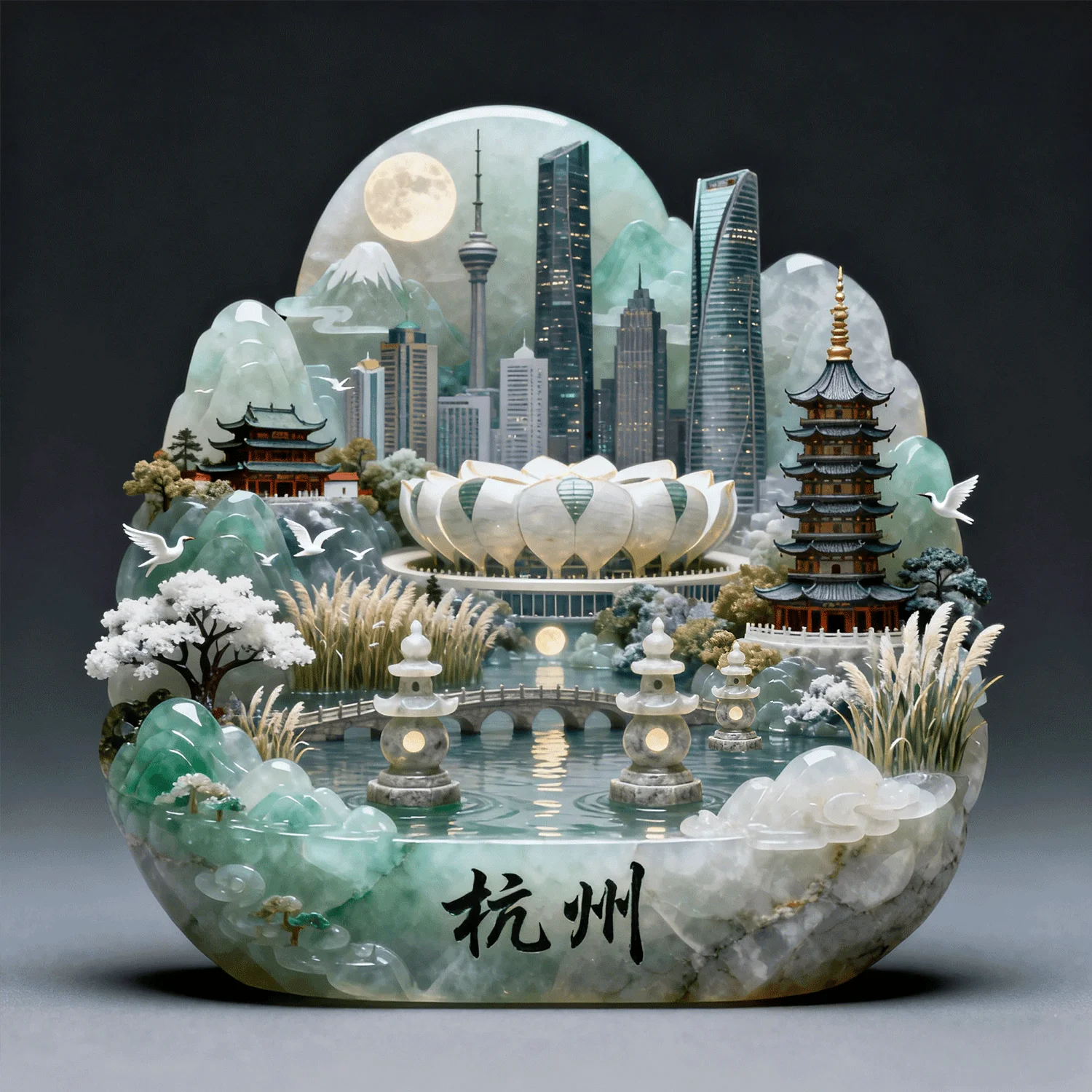 Hangzhou metal refrigerator sticker embossed zhejiang tourism cultural and creative souvenirs