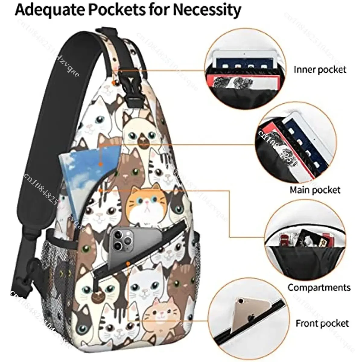 Katze Cartoon Schlinge Rucksack Umhängetasche Reise Wandern Tages rucksack lässig Bücher tasche