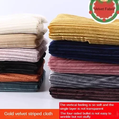 Stripe Pattern Velvet Fabric By The Meter for Curtains Clothes Skirts Sewing High-grade Velour Cloth Soft Skin-friendly Textured