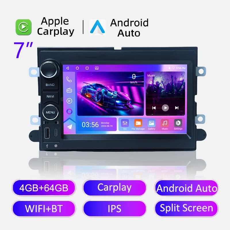 Android Radio Voor Ford F150 F250 F350 Fusion Mustang Explorer Edge Focus Multimedia Speler 7 "Touchscreen Carplay Auto Stereo - afbeelding 1