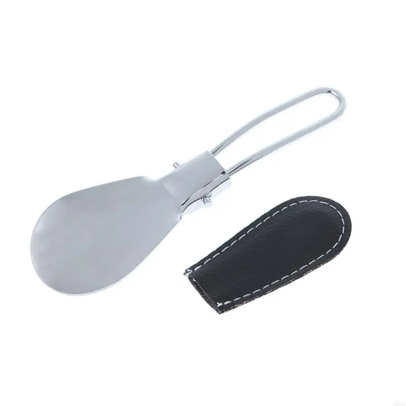 MOLF Black Folding động Shoehorn kim loại bền với da giả bằng thép không gỉ