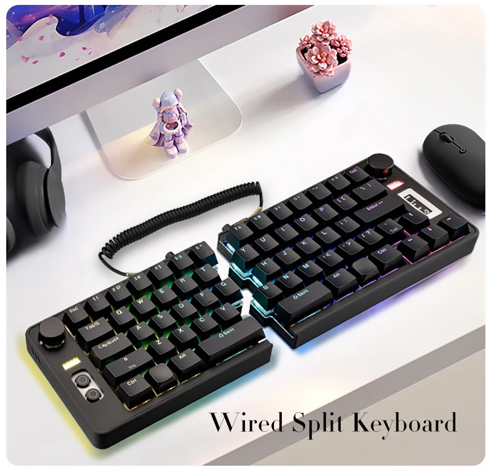 

Программируемая эргономичная раздельная клавиатура, механическая игровая клавиатура для одной руки с RGB-подсветкой, дизайн для использования одной рукой, для Windows и Mac