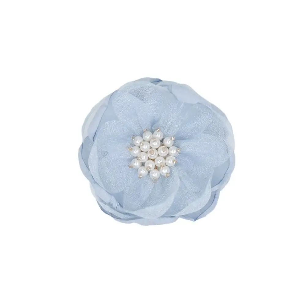 5Pcs Sewing Fabric 3D Chiffon Flower Beads Center Chiffon Artificial Flower DIY Burnt Edge DIY Sewing Applique