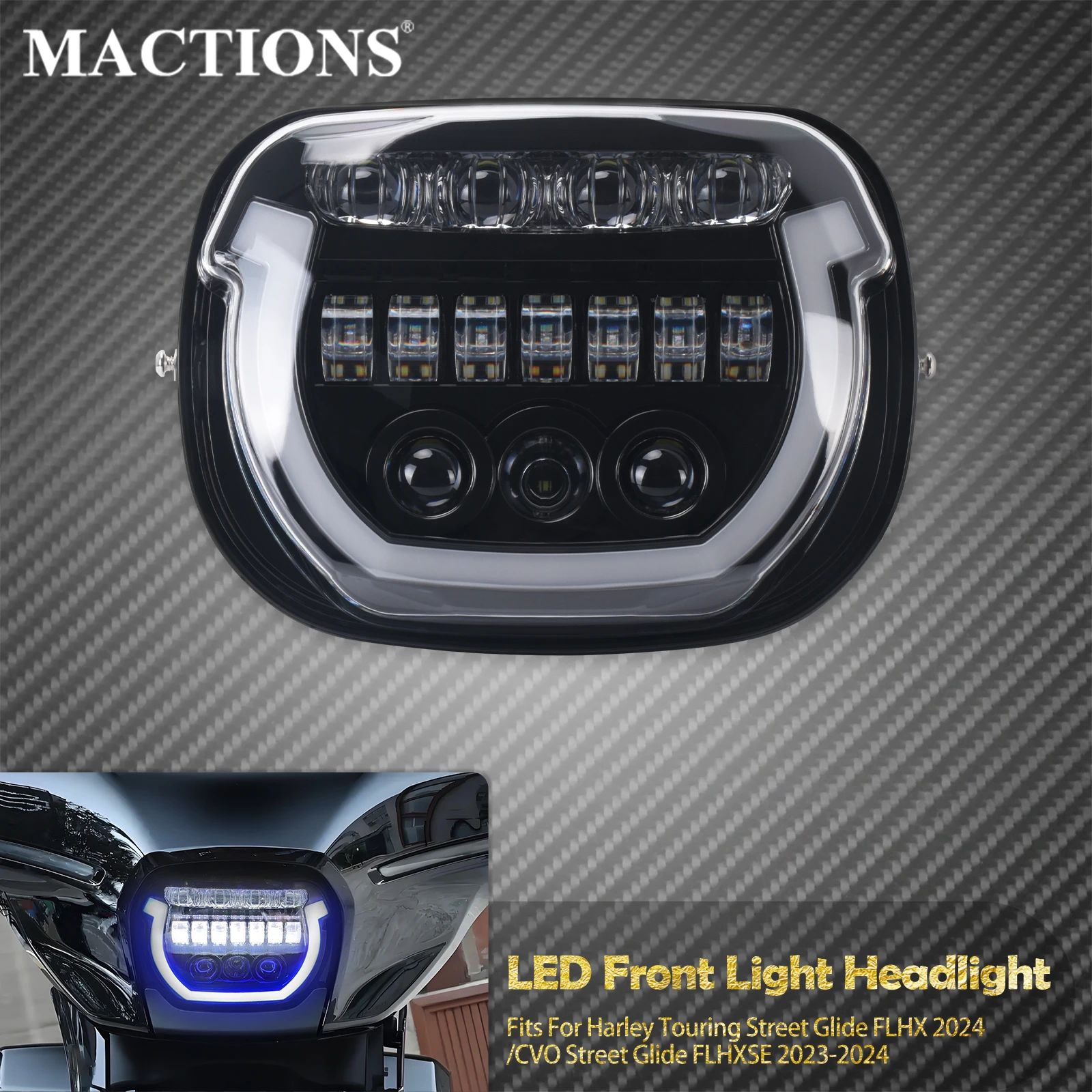 Motorcycle LED Headlight Front Headlamp For Harley Touring CVO Street Glide FLHXSE 121 2023-2025 Street Glide FLHX 117 2024-2025