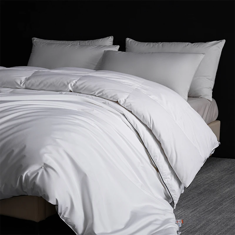 4-Season Luxury: 95% 5A Goose Down + Pure Mulberry Silk Duvet Set | 800+ Fill Power & Breathable 3