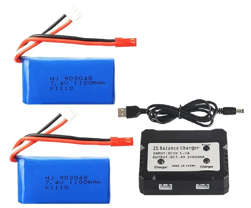 7.4V 1100mah 25C Lipo battery 903048 with charger for Wltoys V353 A949 A959 A969 A979 k929 1/18 Rc Car Boat Helicopter Toy Parts