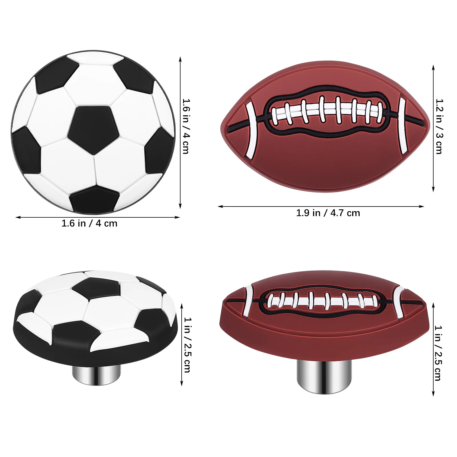 8-teilige Sportball-Kommode-Knöpfe, Schubladengriffe für Schrank, Kleiderschrank, Türgriffe, Fußball, Basketball, Fußball, Dekor-Hardware